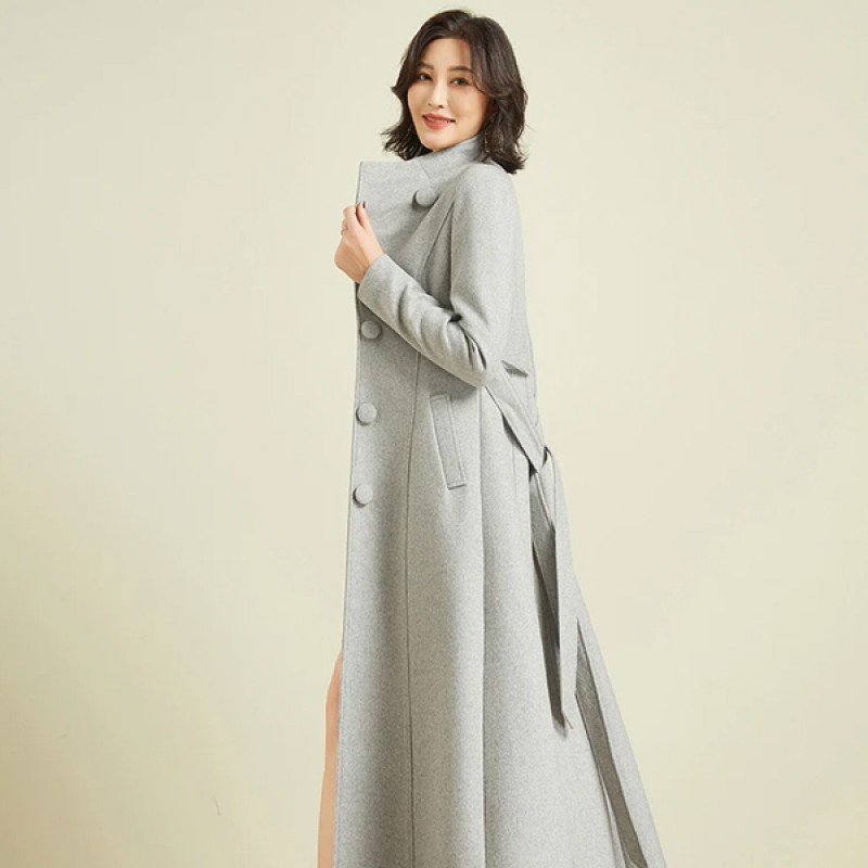 New Women Overlength Woolen Coat: Autumn Winter Fa...