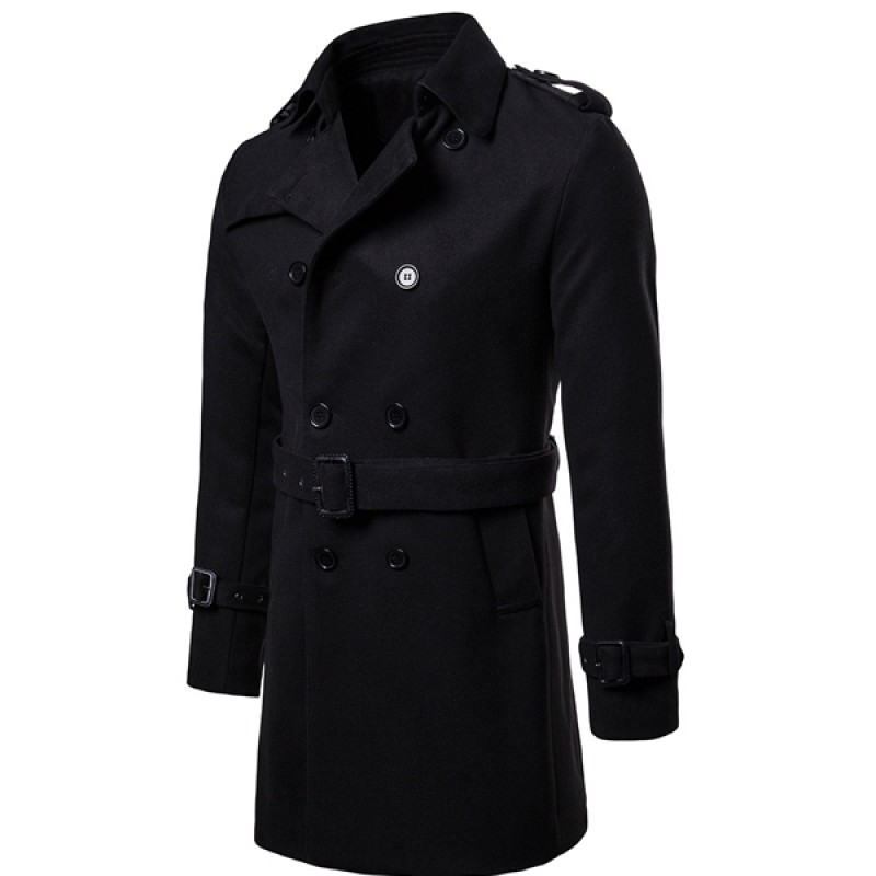 Men's Overcoat Trench Coat: Winter Male Pea Coat w...