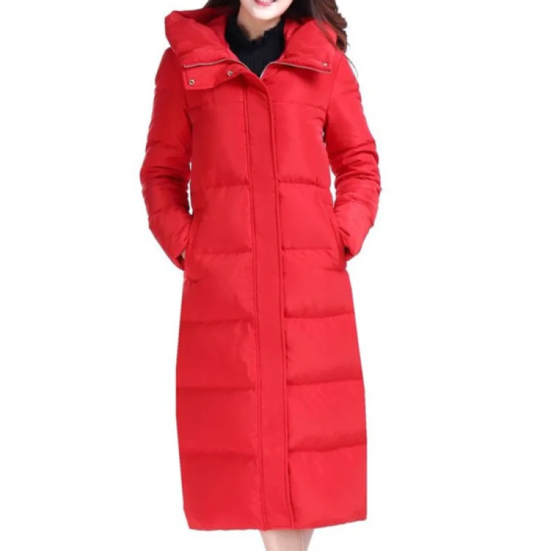 Women's Hooded Winter Coat with White Duck Down, L...